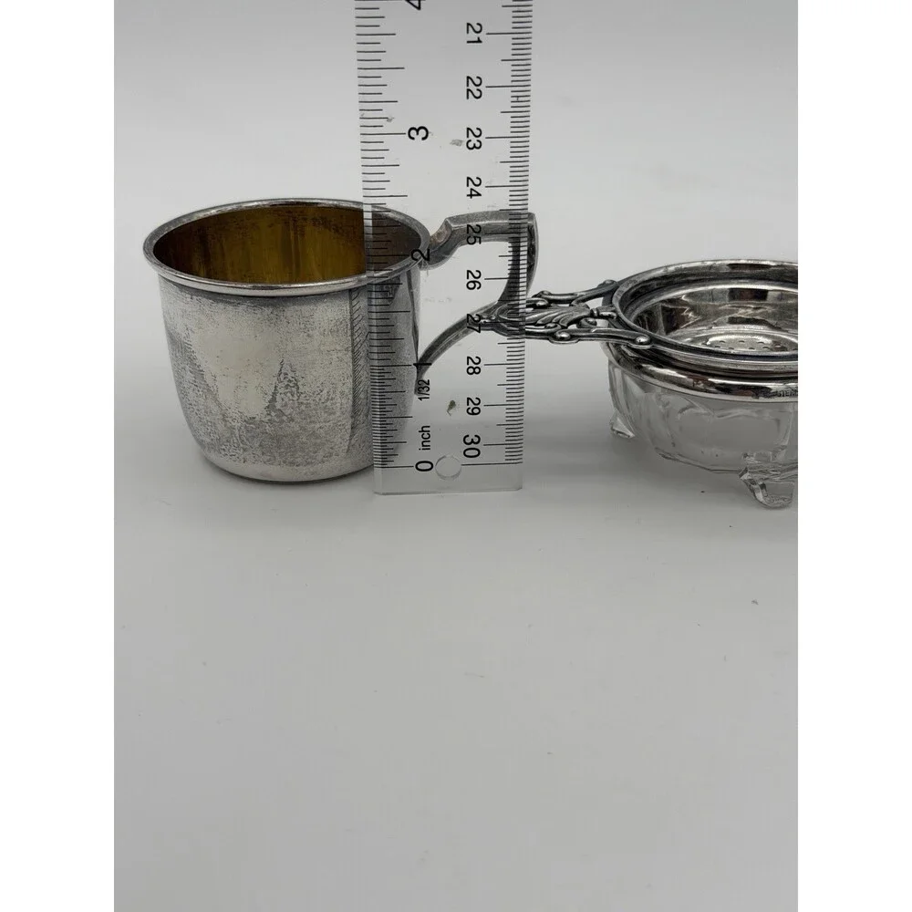 Antique Art Deco Sterling Silver Tea Strainer & Stand & Cup Webster Set Complete